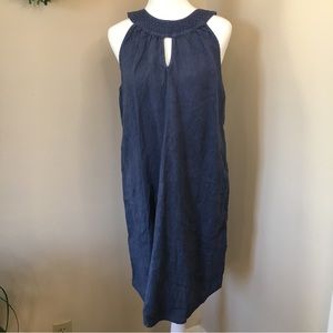 C&C California 100% Linen Scoop Neck Sleeveless Blue Dress Size Medium EUC